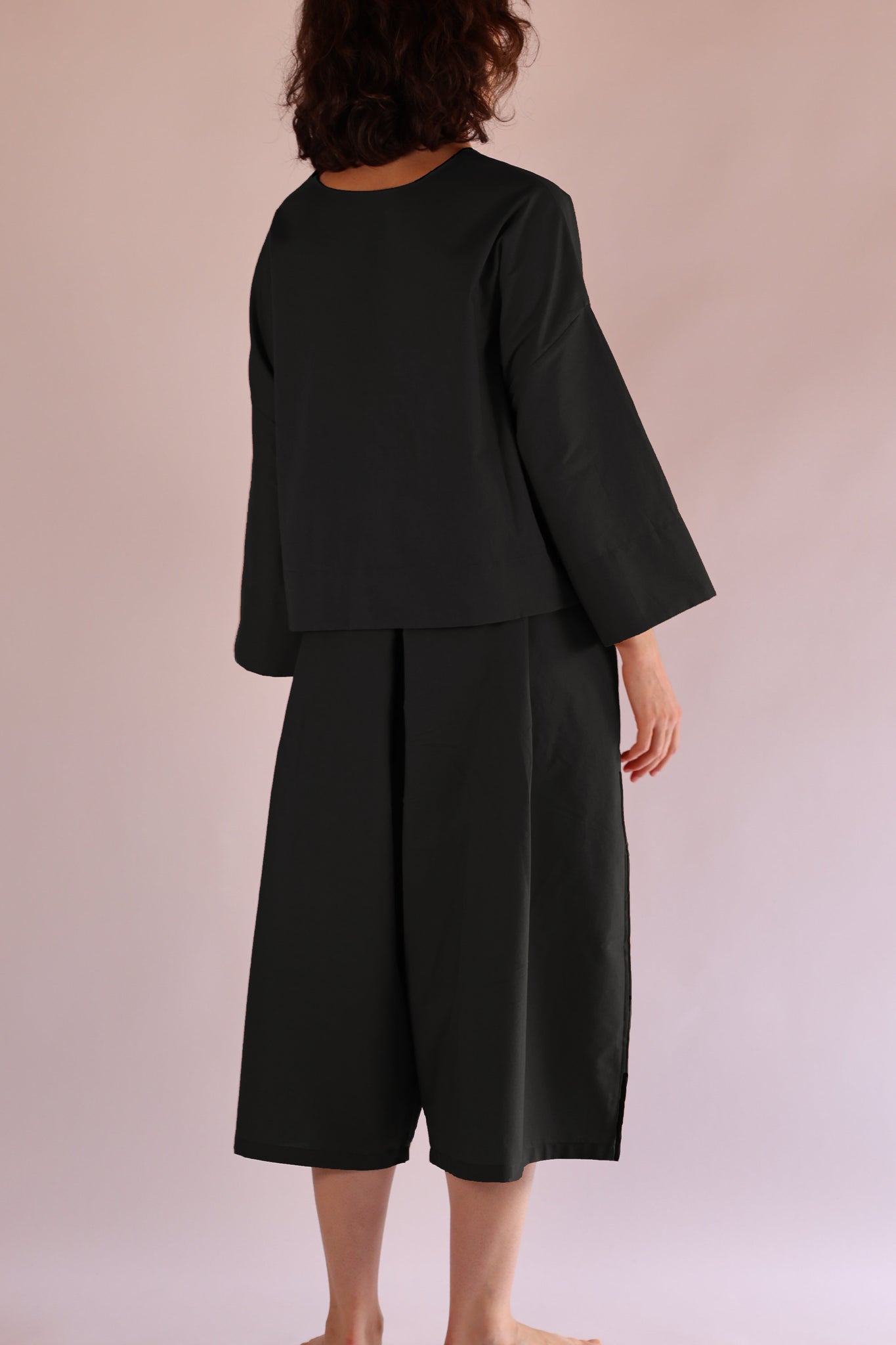 Drawstring Top | Organic Cotton Poplin | Black