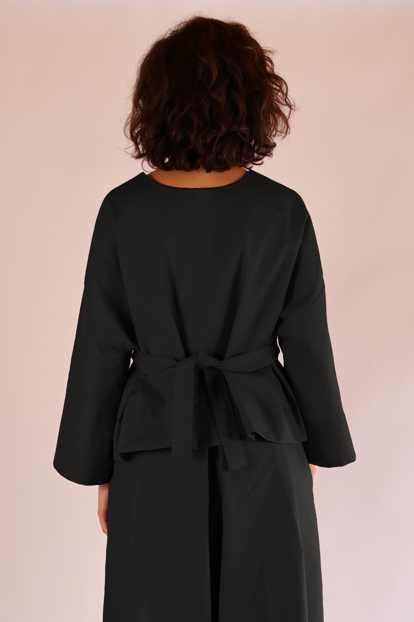 Drawstring Top | Organic Cotton Poplin | Black