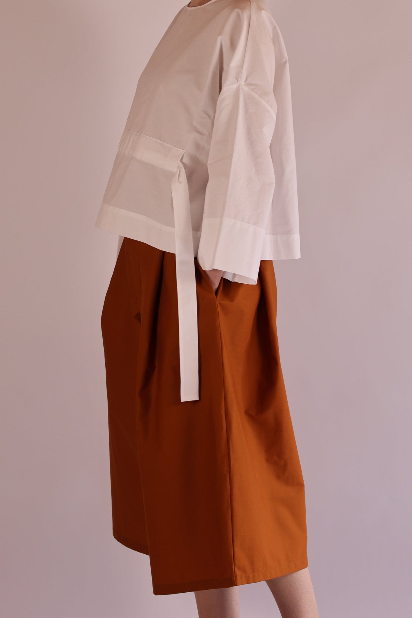 Drawstring Top | Organic Cotton Poplin | White