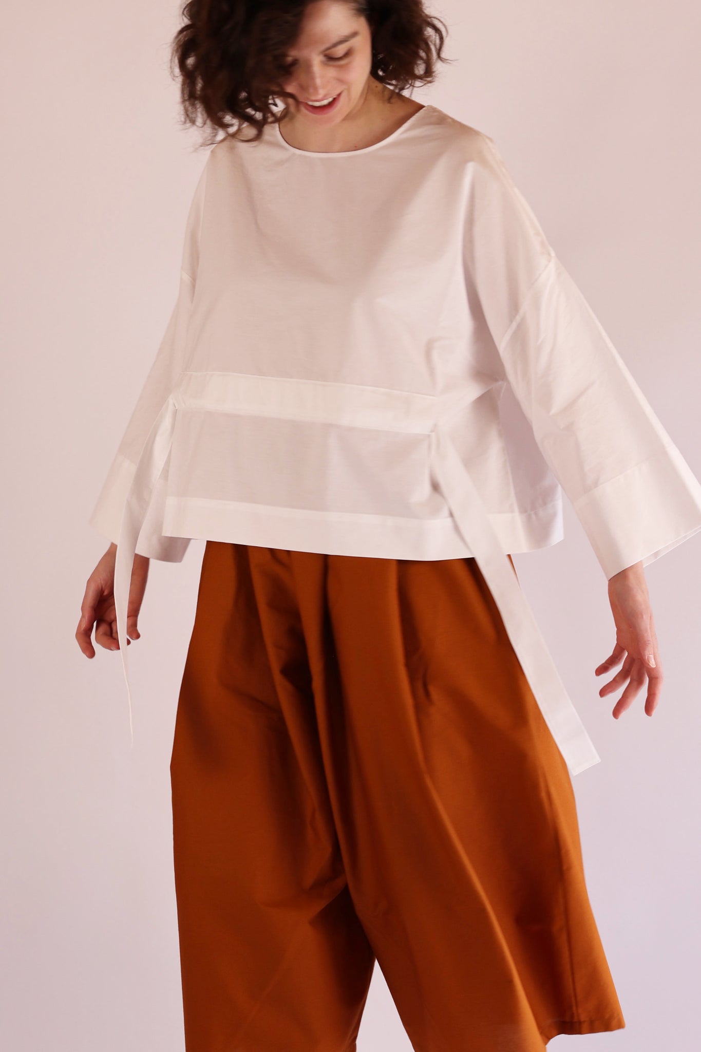 Drawstring Top | Organic Cotton Poplin | White