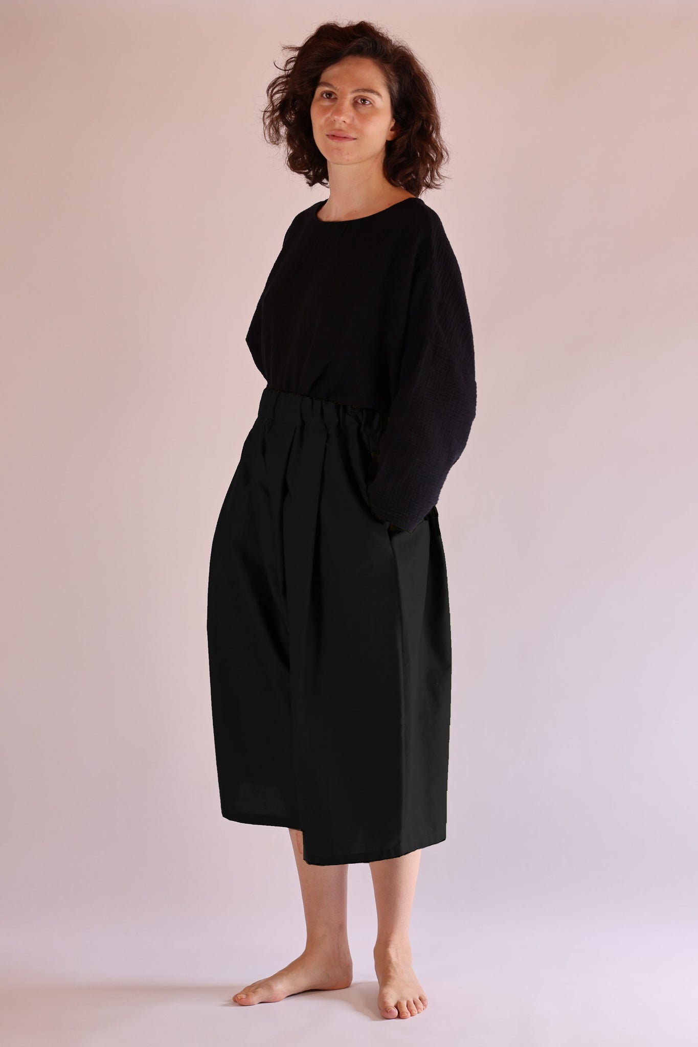 Lantern Pants | Organic Cotton Poplin | Black