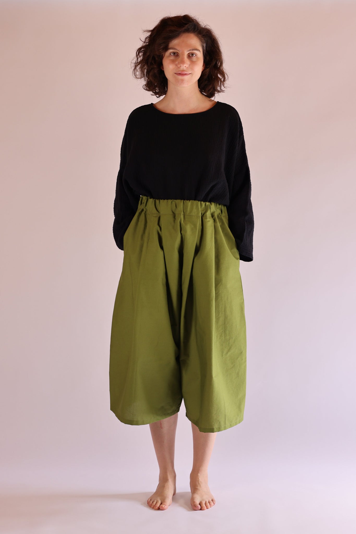 Lantern Pants | Organic Cotton Poplin | Olive