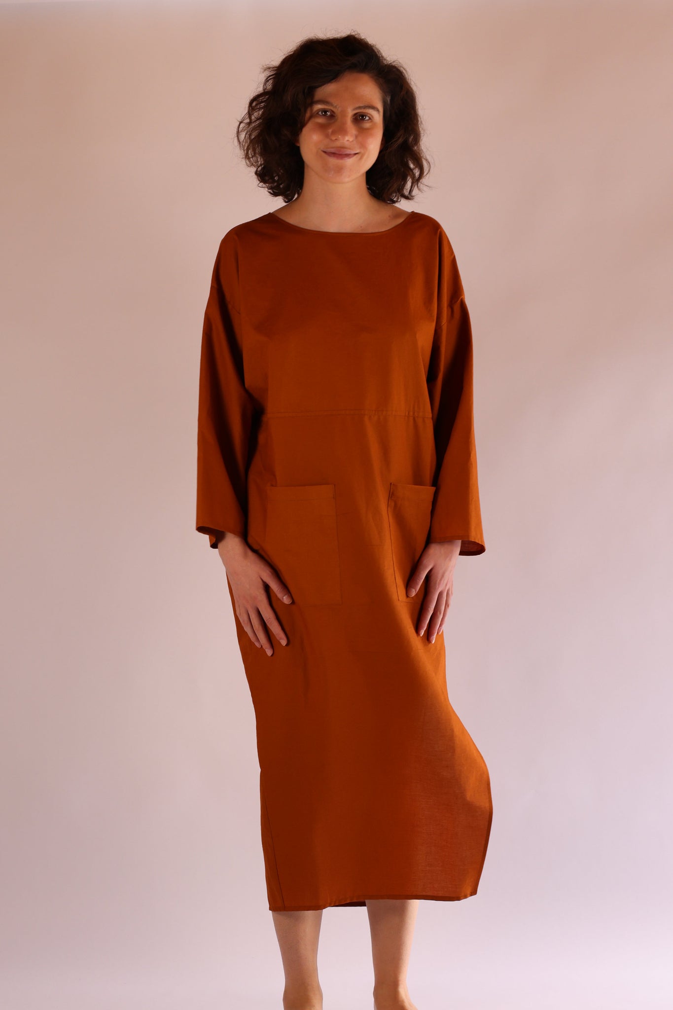 Ribbon Dress / Organic Cotton Poplin / Deer