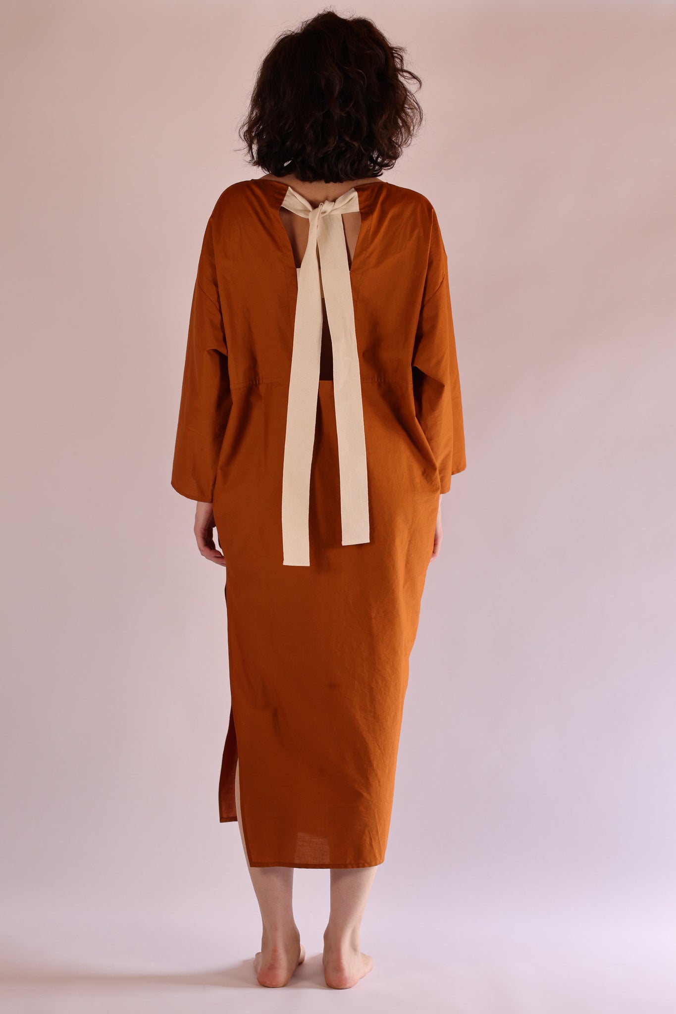 Ribbon Dress / Organic Cotton Poplin / Deer