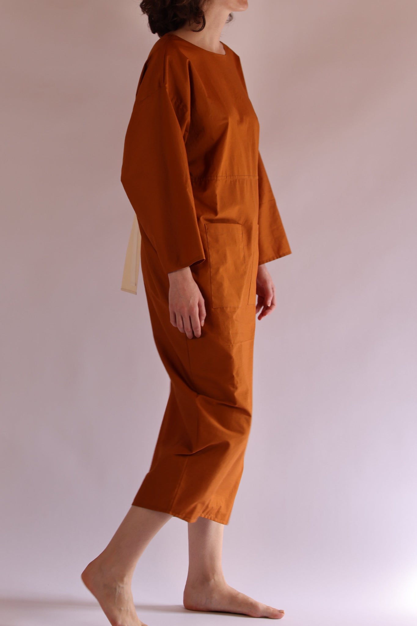 Ribbon Dress / Organic Cotton Poplin / Deer