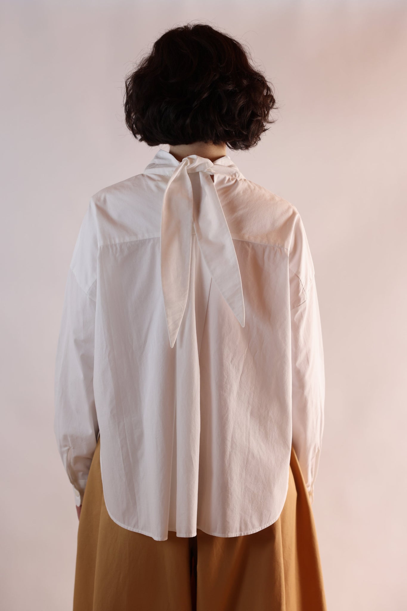 Leaf Collar Shirt Cropped | Organic Cotton Poplin | White