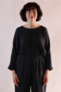 Cropped Top | Organic Cotton Muslin | Black