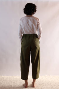 Pleated Pants | Organic Cotton Twill | Olive