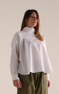 Leaf Collar Shirt / Organic Cotton Poplin / White